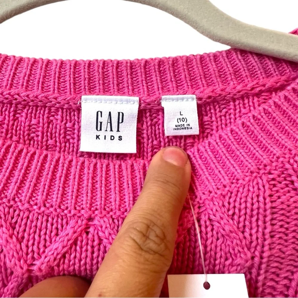 GAP Kids Cable-Knit Sweater Pheobe Pink Cotton‎ NWT Size Large / US 10
